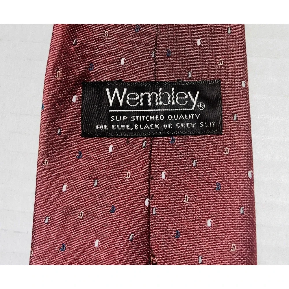 Wembley Necktie Mens Burgundy Micro Dot Silk Blend Classic Formal 3 Inch